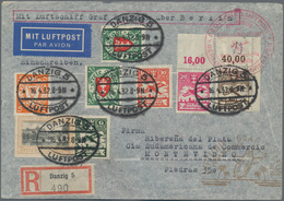 Zeppelinpost Deutschland: 1932, DANZIG/3. SAF, Traumhafter Zeppelin-Reco-Brief Mit 8-Marken-Buntfran - Luft- Und Zeppelinpost