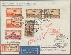Zeppelinpost Deutschland: 1932 - Zuleitung Saar Zur 4. Südamerikafahrt, Portorichtige R-Drucksache M - Luft- Und Zeppelinpost