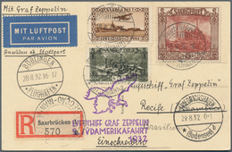 Zeppelinpost Deutschland: 1932, 5. SÜDAMERIKAFAHRT/SAAGEBIET, Reco-Ansichtskarte Des Saarbrücker Zen - Luft- Und Zeppelinpost