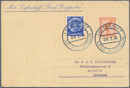 Zeppelinpost Deutschland: 1933. German Postcard Flown On The Graf Zeppelin LZ127 Airship's 1933 Kurz - Luchtpost & Zeppelin