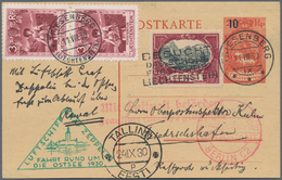 Zeppelinpost Europa: 1930, OSTSEEFAHRT/LIECHTENSTEIN: Dekorativ Frankierte Ganzsachenkarte Von TRIES - Altri - Europa
