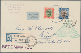 Zeppelinpost Europa: 1931: ISLAND, Islandfahrt, Recokarte Und Recobrief Nach Erfurt. - Europe (Other)