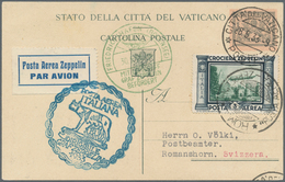 Zeppelinpost Europa: 1933. Vatican City-Italy Mixed Frank Postcard Flown On The Graf Zeppelin LZ127 - Otros - Europa