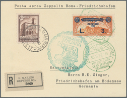 Zeppelinpost Europa: 1933. Registered Treaty Card From San Marino, Flown On The 1933 Romfahrt / Rome - Otros - Europa