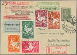 Zeppelinpost Europa: 1933: BULGARIEN / ". SAF 1933: Reco-Anschlußflug Berlin Nach Recife Auf 1 L Gan - Otros - Europa