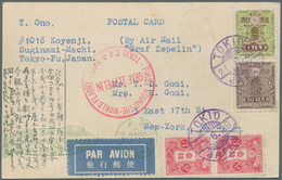 Zeppelinpost Übersee: 1929. Japan Card Flown On The Graf Zeppelin's 1929 Weltrundflug / Round-the-wo - Zeppeline