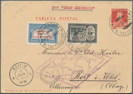 Zeppelinpost Übersee: 1930, JOURNEY TO SOUTHAMERICA/ARGENTINA: Card Franked With Both Zeppelin Stamp - Zeppelins