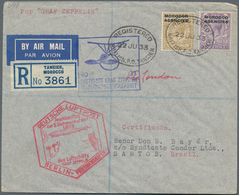 Zeppelinpost Übersee: 1933, 3. SÜDAMERIKAFAHRT/BRITISH POST OFFICE TANGER, Cover Sent Registered "TA - Zeppelins