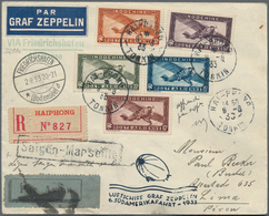 Zeppelinpost Übersee: 1933, 6. SÜDAMERIKAFAHRT/FRENCH INDOCHINE: Zeppelin Cover Franked With 5 Diffe - Zeppelin