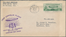 Zeppelinpost Übersee: USA: 1933, Chicagofahrt, Auflieferung Akron Bis Chicago, Brief Mit 50 C. Sonde - Zeppelines