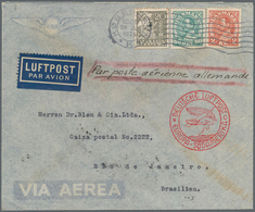 Zeppelinpost Übersee: 1935 Forwarding Mail From Denmark To The 7th South America Trip From Copenhage - Zeppelin