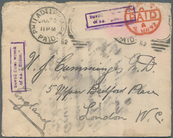 Katastrophenpost: 1892, Letter From Philadelphia To London By German Ship "Eider" Which Ran Hard Agr - Other & Unclassified