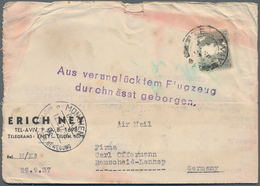 Katastrophenpost: 1937, Special Part Folded Card Form "Sparkarte" Franked 10 P. "TEL AVIV 30 SP 37", - Andere & Zonder Classificatie