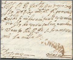 Spanien - Vorphilatelie: 1720, Entire Folded Letter With S. L. Vermilion "ZAMORA" To Madrid, To Prio - ...-1850 Prefilatelia