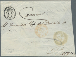 Spanien - Vorphilatelie: 1845, Cover From MADRID To Burgos With Coat Of Arms In Black. Stamped With - ...-1850 Prephilately