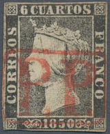 Spanien: 1850, 6cs. Black, Plate I, Type 20, Fresh Colour, Touched/slight Imperfections, Clearly Obl - Altri & Non Classificati