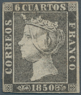 Spanien: 1850, 6 Cs. Black, Type 20, Small Bright Spot, Still A Nice Item! ÷ 1850, 6 Cuartos Negro. - Other & Unclassified