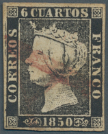 Spanien: 1850, 6 Cuartos Isabella II, Plate I, Type 9. Used With Full Margins, Detailed Certificate - Altri & Non Classificati