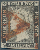 Spanien: 1850, 6 Cuartos Isabella II, Plate I, Type 8. Used With "A" Cancellation Of Unknown Origina - Other & Unclassified