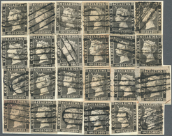 Spanien: 1850, 6 Cuartos Black, Reconstruction Of The 24 Types Of Plate I, All Stamps Obliterated Wi - Other & Unclassified