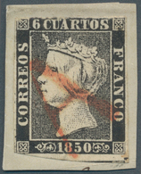 Spanien: 1850, 6 Cuartos Isabella II, Plate I, Type 23. Used On Piece With Narrow Margins, Touched O - Other & Unclassified