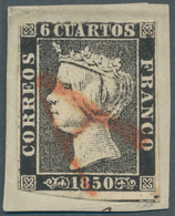 Spanien: 1850, 6 Cuartos Isabella II, Plate I, Type 23. Used On Piece With Narrow Margins, Touched O - Andere & Zonder Classificatie