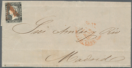 Spanien: 1850, 6 Cuartos Black, With Variety "white Dots Between 'R And A In FRANCO' And Between '5 - Sonstige & Ohne Zuordnung