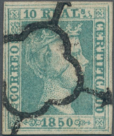 Spanien: 1850, 10 Reales Green, Full Margins, With Clear Strike Of Spider Cancel. VF/XF Condition. C - Other & Unclassified