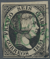 Spanien: 1851, 6cs. Black, Fresh Colour, Slightly Touched At Lower Right Otherwise Full To Large Mar - Autres & Non Classés