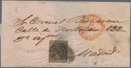 Spanien: 1853, 1c. Golden Bronze, Used On Madrid Local Cover, Tied By Mute Grill H/s In Black, And O - Autres & Non Classés
