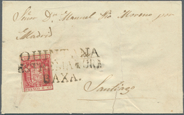 Spanien: 1854, 6 Cuartos Carmine, Single Franking On Cover, Tied By Black Prephilatelic 3-line Postm - Autres & Non Classés