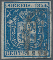 Spanien: 1854, 6r. Blue, Fresh Colour And Close To Full Margins (slight Nick In Outer Right Margin), - Autres & Non Classés