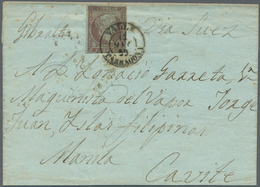 Spanien: 1855, 2 Reales Violet On Bluish Paper, Wmk Loops, Tied By Black Cds VALLS/TARRAGONA, 12 MAY - Autres & Non Classés