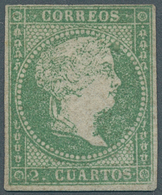 Spanien: 1856, Queen Isabella II. 2cs. Pale-green On White Paper With Wmk. Crossed Lines With Good M - Autres & Non Classés