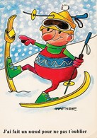 Delcampe - Carte Vers 1970 Signée HAFNER / "j'ai Fait Un Noeud Pour Ne Pas T'oublier "(ski) - Haffner
