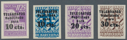 Spanien - Zwangszuschlagsmarken Für Barcelona: TELEGRAPH STAMPS: 1942/45, Provisional Issue Complete - War Tax