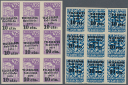 Spanien - Zwangszuschlagsmarken Für Barcelona: TELEGRAPH STAMPS: 1942/45, Provisional Issue Complete - Impots De Guerre