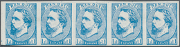 Spanien - Carlistische Post: 1873, Carlist Posts 1 Real Blue, A Left Margin Horizontal Strip Of Five - Carlists