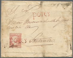 Spanien - Stempel: 1852, 6 Cuartos Rose, Good Margins, Tied By Red Prephilatelic Single-line Postmar - Frankeermachines (EMA)