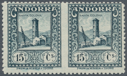 Andorra - Spanische Post: 1929, Native Buildings, Pair Of 15 C, Unperforated Between The Stamps. ÷ 1 - Sonstige & Ohne Zuordnung