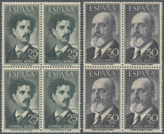 Spanien: 1955/1956, Prominent Persons Set Of Two 25pta.‘Mariano Fortuny Carbo (painter)‘ And 50pta. - Andere & Zonder Classificatie