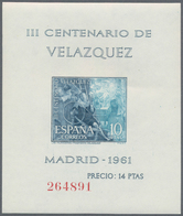 Spanien: 1961, VELAZQUEZ Set Of Four Miniature Sheets In A Lot With About 280 Complete Sets, Mint Ne - Andere & Zonder Classificatie