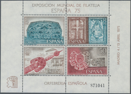 Spanien: 1975, International Stamp Exhibition ESPANA ’75 Set Of Two Miniature Sheets In A Lot With A - Andere & Zonder Classificatie