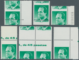 Spanien: 1985, King Juan Carlos I. 45pta. Emerald-green In A Lot With About 80 Stamps All With ERROR - Autres & Non Classés