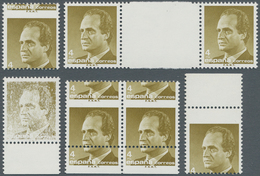 Spanien: 1986, King Juan Carlos I. 4pta. Dark Yellow Olive In A Lot With About 200 Stamps Mostly Wit - Andere & Zonder Classificatie