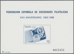 Spanien: 1988, 25 Years Philatelic Association Imperforate Special Miniature Sheet In Dark-blue On U - Autres & Non Classés