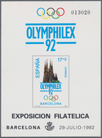 Spanien: 1992, Summer Olympics Barcelona And International Stamp Exhibition OLYMPHILEX’92 In Barcelo - Andere & Zonder Classificatie