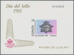 Spanien: 1993, Stamp Day Imperforate Special Miniature Sheet On Ungummed Paper In A Lot With About 1 - Andere & Zonder Classificatie