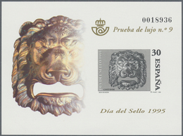Spanien: 1995, Stamp Day Imperforate Special Miniature Sheet On Ungummed Paper In A Lot With About 6 - Autres & Non Classés