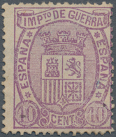 Spanien - Zwangszuschlagsmarken Kriegssteuermarken: 1875, Coat Of Arms 10c. Violet In A Lot With App - Fiscale Zegels